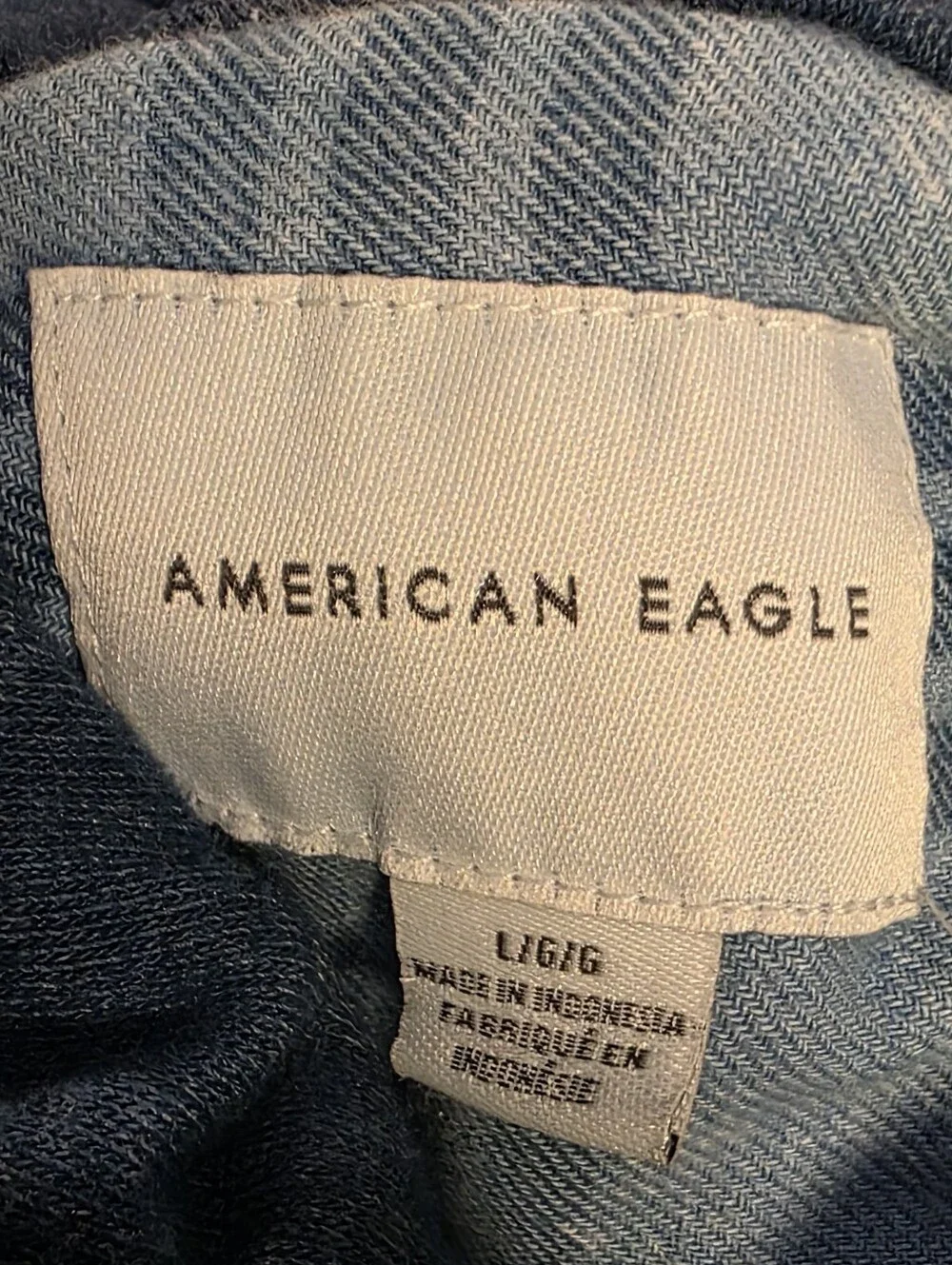 American Eagle Blue Plaid Hooded Jacket Vintage-Inspired Soft Cotton Blend SizeL